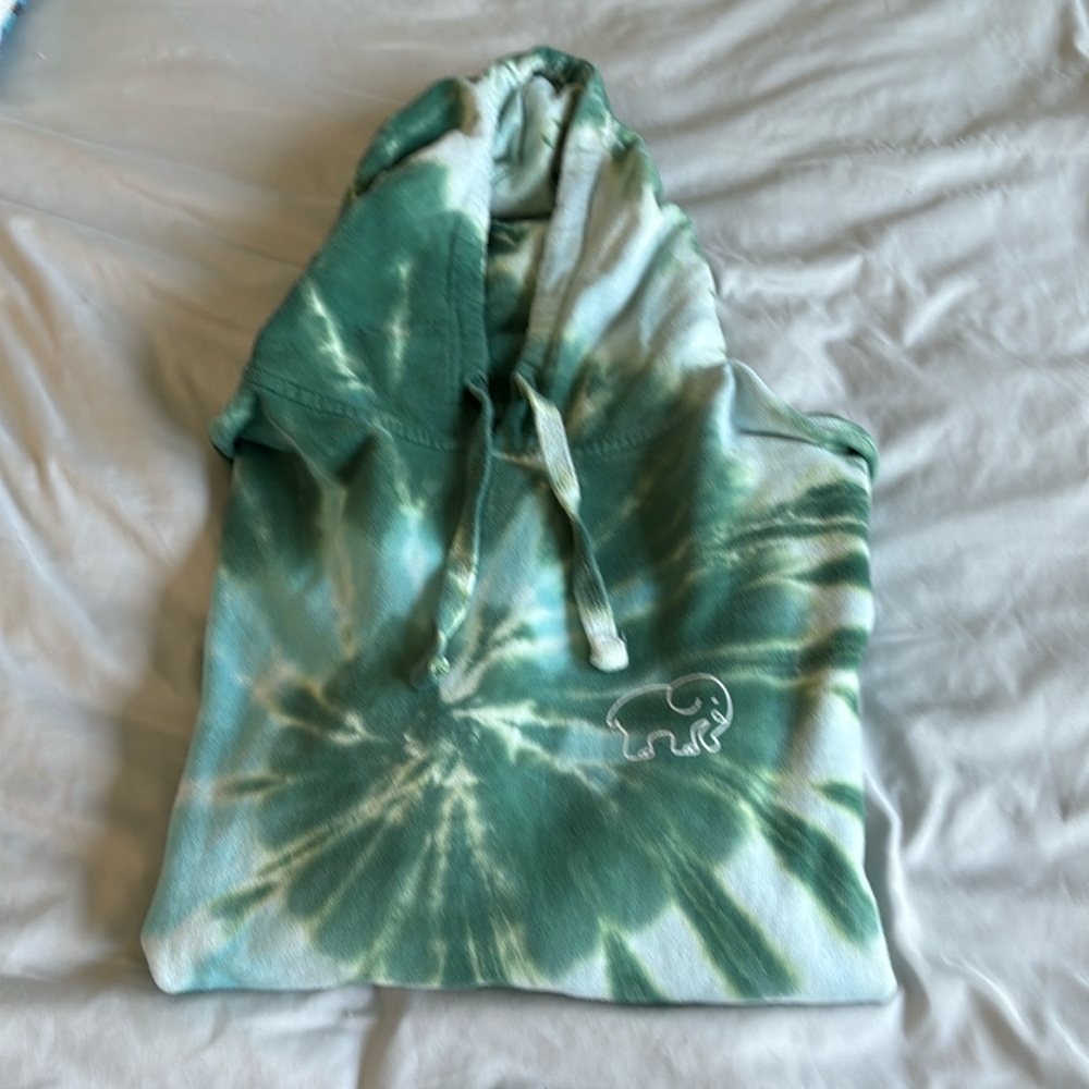 Ivory Ella green and blue tie dyed hoodie size L